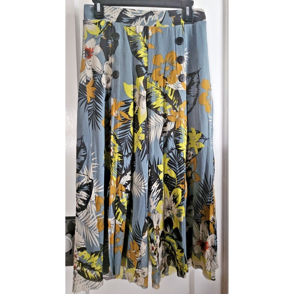 petit pois by Viviana G wide leg crop pants raw‎ hem lined woman Sz L